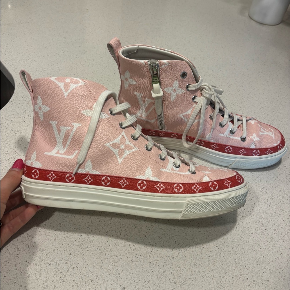 Louis Vuitton Pink and Red Monogram Sneakers Women’s size 9 - Picture 4 of 8